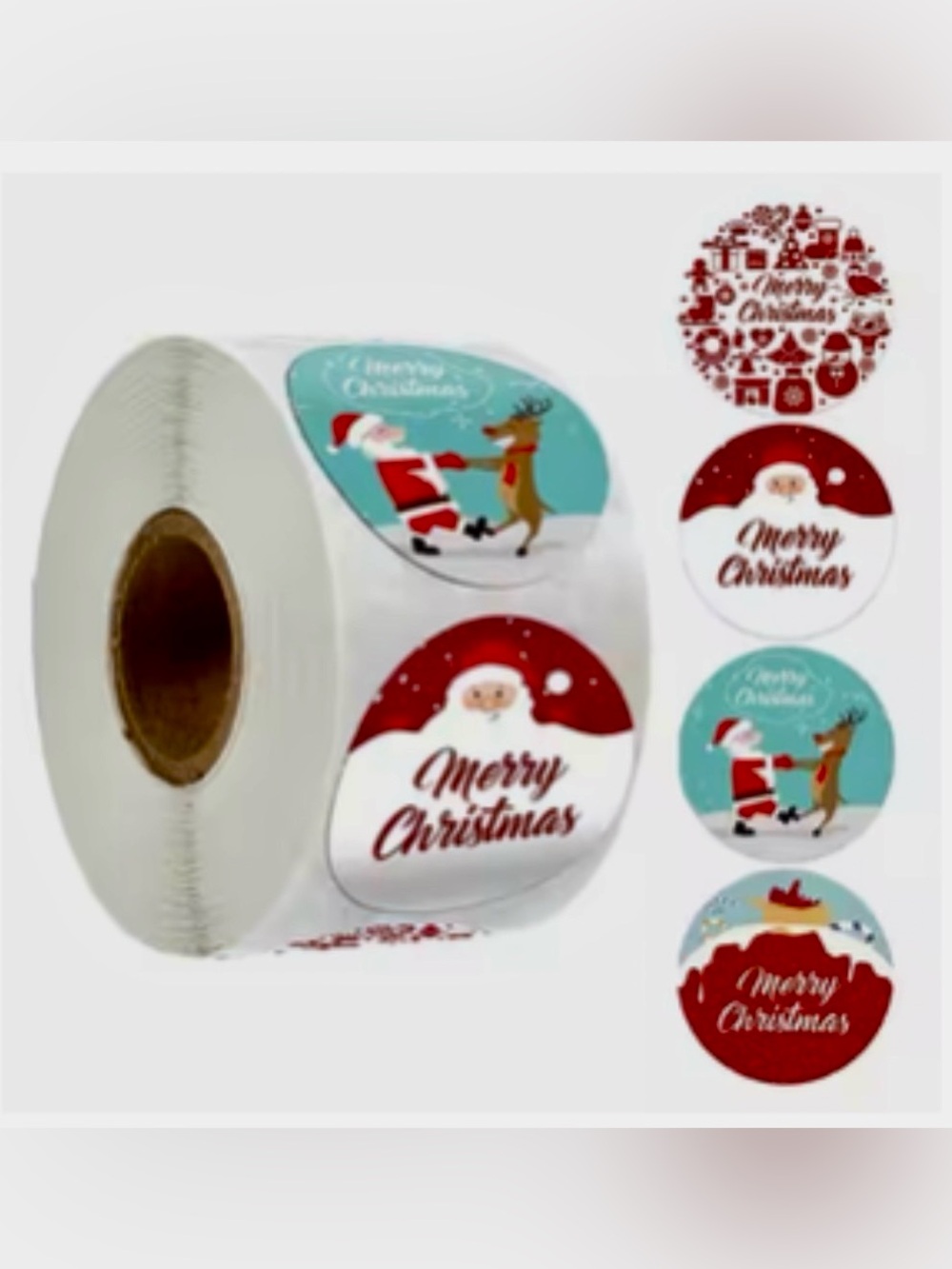 Merry Christmas Round Sticker Labels - 1”